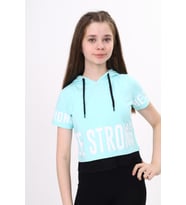 Toontoy Kız Çocuk Be Strong Baskılı Kapüşonlu Tişört (Su Yeşili)