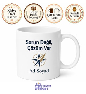 Sorun Değil Çözüm Odaklı Lider Ruhlu Yönetici Çay Kupası Hediye Bardak