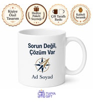 Sorun Değil Çözüm Odaklı Lider Ruhlu Yönetici Çay Kupası Hediye Bardak