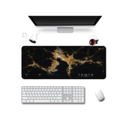 SonicTouch Klavye Mousepad 40x90cm Dikişsiz Pürüzsüz Sıvı Geçirmez Kaymaz Taban izmir Gece Haritası