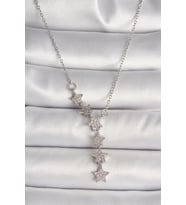 Gümüş Renk Zincir Zirkon Taşlı Yıldız Model Kadın Kolye - EBJ260612W42681