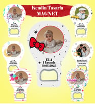 Kendin Tasarla Resimli Yazılı Açacak Magnet Nişan Doğum Diş Buğdayı Baby Shower Mezuniyet Kişiye Özel