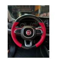 Fiat Egea Araca Özel Direksiyon Kılıfı (5D KRİSTAL KARBON KIRMIZI DERİ)
