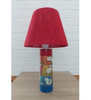 RETRO POP ART AHŞAP AYAKLI ABAJUR (Kırmızı)