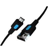 Coral Micro USB Hızlı Şarj Kablosu (Siyah + Mavi/Siyah Uç) (150 CM)
