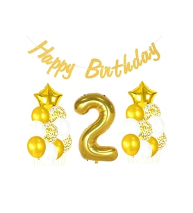 2 Yaş Altın Happy Birthday Set