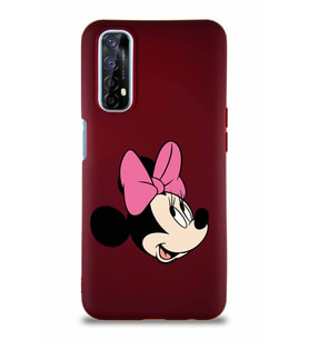 Realme 7 Soft Premier Kapak Minnie Mouse-A Tasarımlı Silikon Kılıf - Mürdüm (Şeffaf)