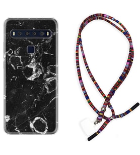 TCL 10L 10 Plus 10SE 20E 20SE 30 L7 Kılıf Boyun Asklı Rasta Silikon Black Hole Marble 1387