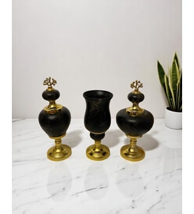 3'lü Siyah Prestij Rengi Salon Seti (Gold)