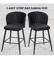 2 ADET STRİP ADA MUTFAK VE BAR SANDALYESİ - BAR TABURESİ - SİLİNEBİLİR BABYFACE KUMAŞ - METAL AYAK