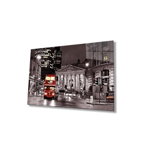 Londra Cam Tablo 4mm Dayanıklı Temperli Cam, London Glass Wall Decor (Çok Renkli)