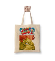 Street Fighter 2 Bison Beyaz Bez Çanta Uzun Saplı Alışveriş Çantası Plaj Çantası