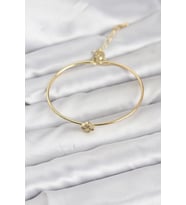 Zirkon Taşlı Yonca Model Gold Renk Kadın Bileklik - TJ-BB8235