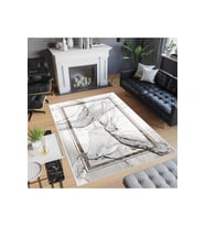 Rovigo Home Dijital Baskı Yıkanabilir Kaymaz Taban Salon Halısı RVG0528 (Beyaz)