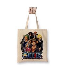 One Piece Karakterler Luffy Bez Çanta Uzun Saplı Alışveriş Çantası Plaj Çantası (Beyaz)