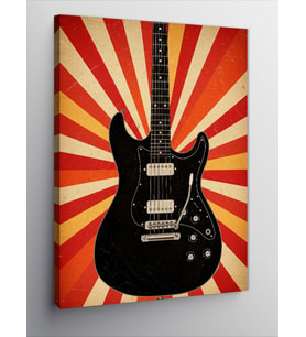 Kanvas Tablo Kırmızı ve Siyah Gitar