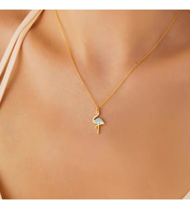 Gümüş Gold Flamingo Kadın Kolye