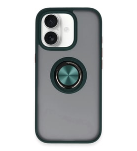 iPhone 16 Kılıf Montreal Yüzüklü Silikon Kapak - Yeşil