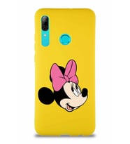 Huawei P Smart 2019 Soft Premier Kapak Minnie Mouse-A Tasarımlı Silikon Kılıf - Sarı (Şeffaf)