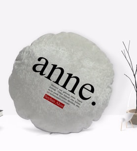 BK Gift Kişiye Özel İsimli Anne Anlamlı Yuvarlak Dekoratif Kırlent Yastık-1