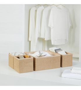 Ocean Home Textile  Jüt Çekmece İçi Düzenleyici Kutu 1 Adet 28 x 28 x 13 / 1 Adet 28 x 13 x 13 / 2 Adet 14 x 14 x 13 cm (Kahverengi - Bej)