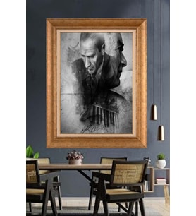 Altın Varaklı Çerçeveli Paspartulu Atatürk Tablo DC1315 (Gold)