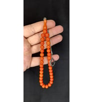 ÇUBUK KEHRİBAR TESBİH TURUNCU RENK KÜRE KESİM T-404 (Çok Renkli)