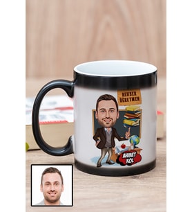 Erkek Rehber Öğretmene Hediye Karikatürlü Sihirli Kupa Bardak