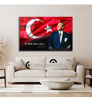 Atatürk ve Bayrak Cam Tablo