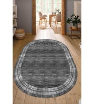Dijital Baskılı Kaymaz Taban Yıkanabilir Oval Salon Halısı Mutfak Halısı Yolluk NDO-HY-1250 (Gri)