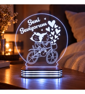 Kişiye Özel Bisikletli Çift Gece Lambası