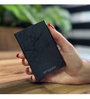 Mekanizmalı Kartlık Rfid Korumalı Alüminyum Otomatik Mekanizmalı Kredi Kartlık Desenli Çizgisel Kabartmalı Siyah