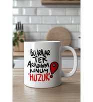 Mizahi Yazılı 330ml Baskılı Beyaz Seramik Kupa Bardak