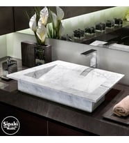 Sipahi Marble Grili Beyaz Mermer Berlin Kare Lavabo
