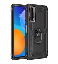 Huawei P Smart 2021 Kılıf Zore Vega Yüzük Standlı Zırh Kılıf (Siyah)