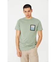 Yeşil Bisiklet Yaka Baskı Detaylı Erkek T-Shirt