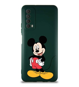 Huawei P Smart 2021 Soft Premier Kapak Mickey Mouse-E Tasarımlı Silikon Kılıf - Yeşil (Şeffaf)