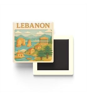 Lübnan - Lebanon - Paper Cut Art - Baskılı Buzdolap Magneti Kare - 9x9 cm