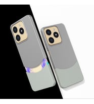 Realme Note 60 Kılıf Mıknatıslı Çift Renk Duble Kapak (Gri)