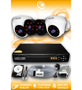 ELITCAM 4 Kameralı Uzay 2 İç Kamera Set 500 GB HDD Full HD Gece Görüşlü Güvenlik Kamerası Sistemi