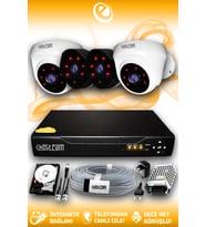 ELITCAM 4 Kameralı Uzay 2 İç Kamera Set 500 GB HDD Full HD Gece Görüşlü Güvenlik Kamerası Sistemi