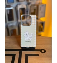 Redmi Note 14 Uyumlu Özel Tasarım Sevimli Figürlü Deri Dokulu Telefon Kılıfı (Bej)
