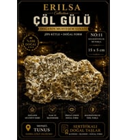 Sertifikalı Çöl Gülü Taşı Kütle - 15x5 cm Koleksiyonluk İri Doğal Jips Kütle (Çok Renkli)