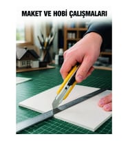 Mey İthalat® 5 Adet Metal Falçata Seti Ergonomik Saplı Çelik Maket Bıçağı Koli Ambalaj PVC Kesici