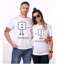 Tshirthane Mutluluk Benim Yanımda Sevgili Kombinleri Tshirt Kombini (Tek Ürün Fiyatıdır.)