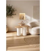 Atina 3'lü Aytaşı-Meşe Zigon Sehpa 44x48 H:52