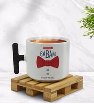 BK Gift Kişiye Özel Yakışıklı Babam Tasarımlı Siyah T Kulplu Middle Kupa Bardak-2