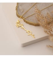 925 Ayar Gümüş Nisan Doğum Çiçeği Kolye (Gold)