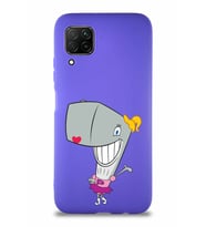 Huawei P40 Lite Soft Premier Kapak Pearl Yengeç Tasarımlı Silikon Kılıf - Mor (Şeffaf)