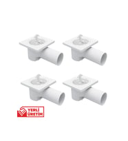 4’lü Paket Plastik Yer Sifonu 10x10 cm Kare Izgaralı – 50 mm Yandan Çıkışlı ABS Plastik Yer Süzgeci